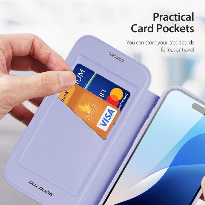 Dux Ducis - iPhone 16 Pro Max Hülle - Leder Bookcover - MagSafe - Skin X Pro Series - purpur