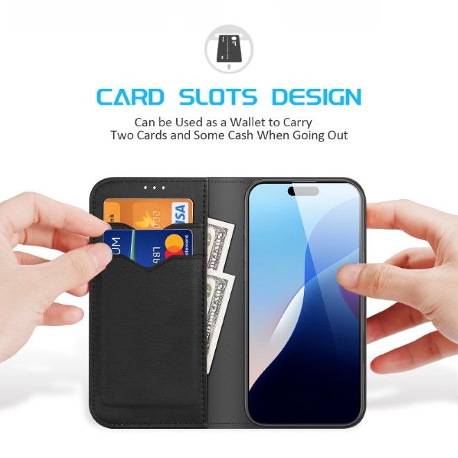 Dux Ducis - iPhone 16 Hülle - Handy Leder Case - Hivo Series - schwarz