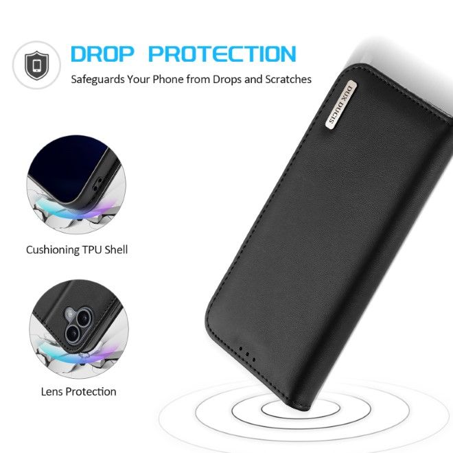 Dux Ducis - iPhone 16 Hülle - Handy Leder Case - Hivo Series - schwarz