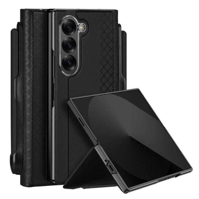 Dux Ducis - Samsung Galaxy Z Fold6 Hülle - Leder Case mit Pen Halterung - Bril Series - schwarz