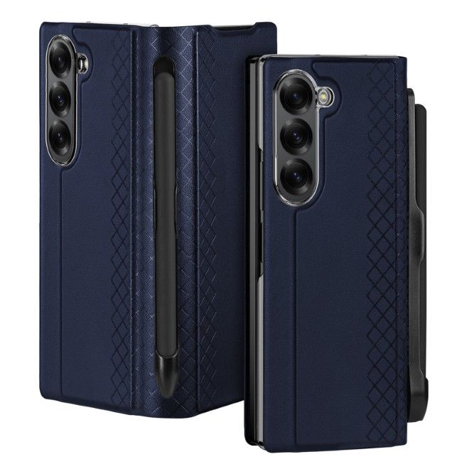 Dux Ducis - Samsung Galaxy Z Fold6 Hülle - Leder Case mit Pen Halterung - Bril Series - blau