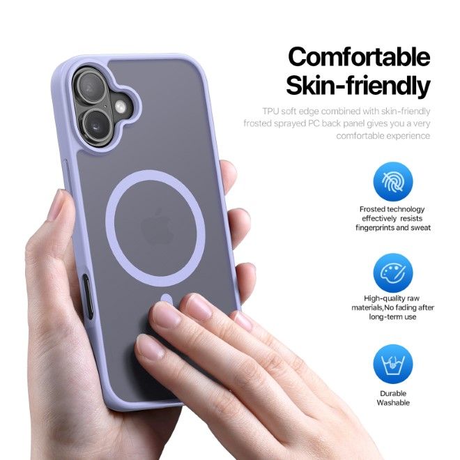 Dux Ducis - iPhone 16 Plus Hülle - TPU und PC Hardcase - MagSafe kompatibel - Yind Series - hellpurpur