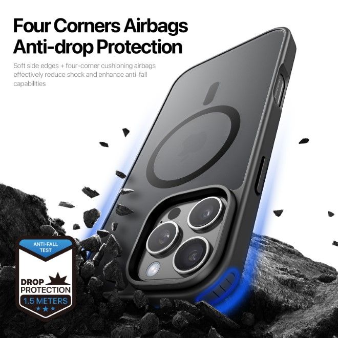 Dux Ducis - iPhone 16 Pro Hülle - TPU und PC Hardcase - MagSafe kompatibel - Yind Series - schwarz