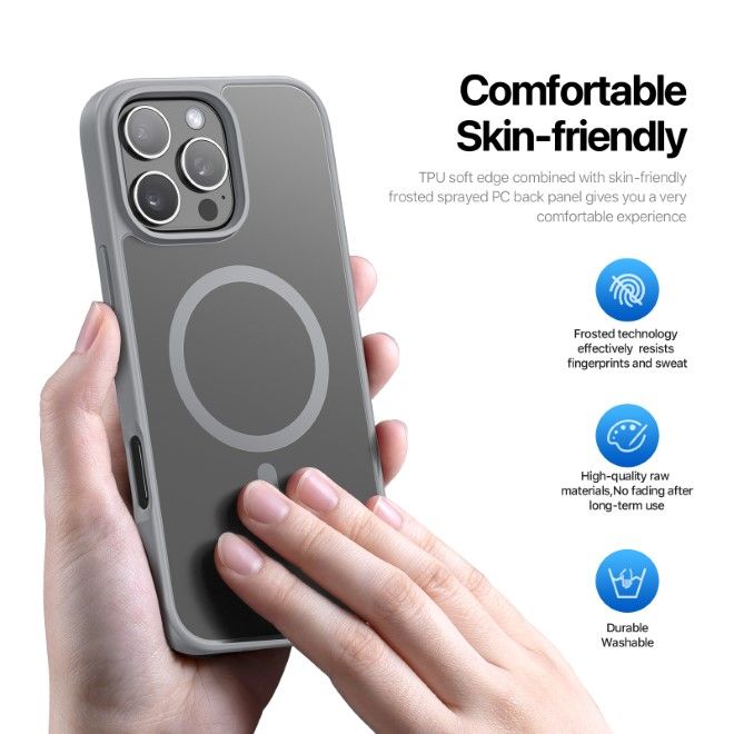 Dux Ducis - iPhone 16 Pro Hülle - TPU und PC Hardcase - MagSafe kompatibel - Yind Series - grau