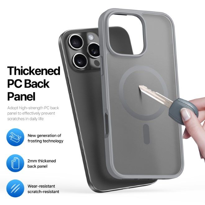 Dux Ducis - iPhone 16 Pro Hülle - TPU und PC Hardcase - MagSafe kompatibel - Yind Series - grau