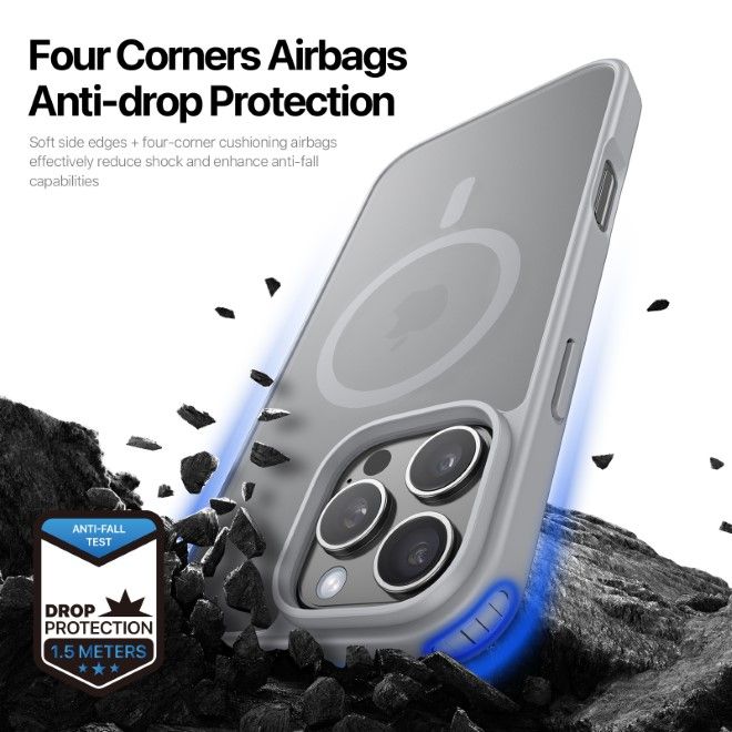 Dux Ducis - iPhone 16 Pro Hülle - TPU und PC Hardcase - MagSafe kompatibel - Yind Series - grau