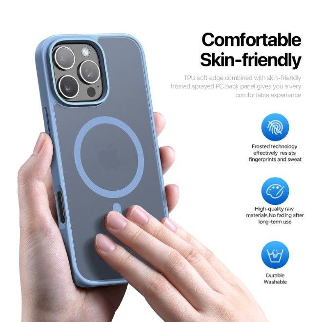 Dux Ducis - iPhone 16 Pro Hülle - TPU und PC Hardcase - MagSafe kompatibel - Yind Series - hellblau