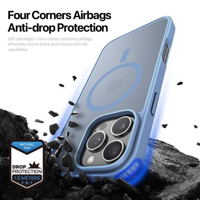 Dux Ducis - iPhone 16 Pro Hülle - TPU und PC Hardcase - MagSafe kompatibel - Yind Series - hellblau