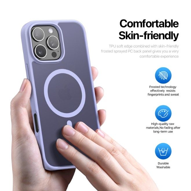 Dux Ducis - iPhone 16 Pro Hülle - TPU und PC Hardcase - MagSafe kompatibel - Yind Series - hellpurpur