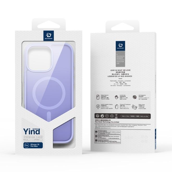 Dux Ducis - iPhone 16 Pro Max Hülle - TPU und PC Hardcase - MagSafe kompatibel - Yind Series - hellpurpur