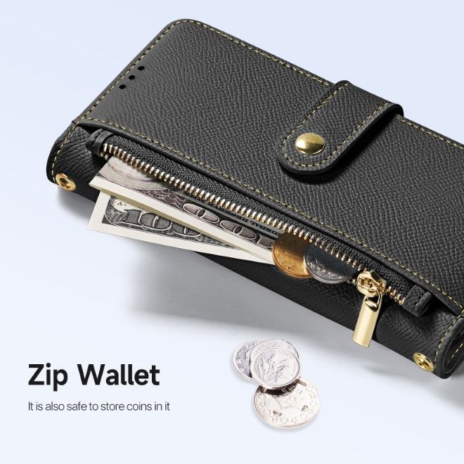 Dux Ducis - iPhone 16 Pro Max Hülle - Kunstleder Bookcover - MagSafe kompatibel - Lawa Series - schwarz