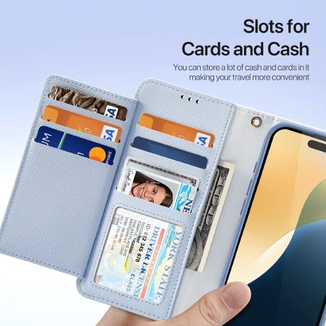 Dux Ducis - iPhone 16 Pro Max Hülle - Kunstleder Bookcover - MagSafe kompatibel - Lawa Series - hellblau