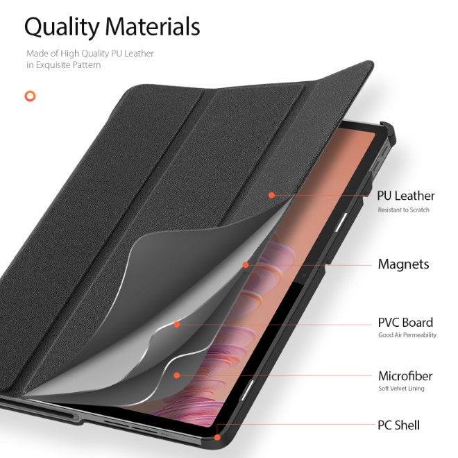 Dux Ducis - Lenovo Tab Plus 11.5 Hülle - Leder Smart Flip Case - Domo Series - schwarz