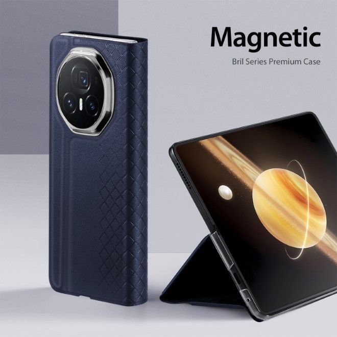 Dux Ducis - Honor Magic V3 Hülle - Leder Case mit Pen Halterung - Bril Series - blau