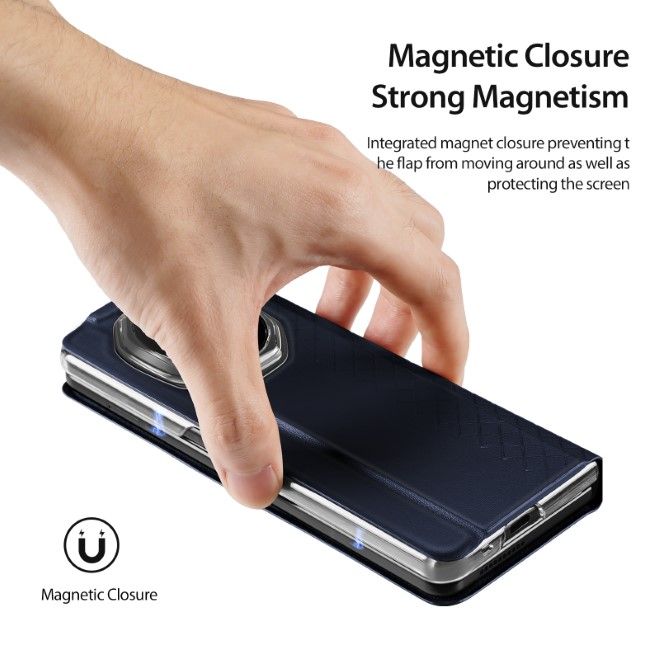 Dux Ducis - Honor Magic V3 Hülle - Leder Case mit Pen Halterung - Bril Series - blau