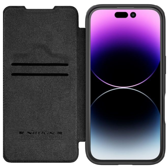 Nillkin - iPhone 16 Hülle - Leder Book Case - Qin Prop Series - schwarz