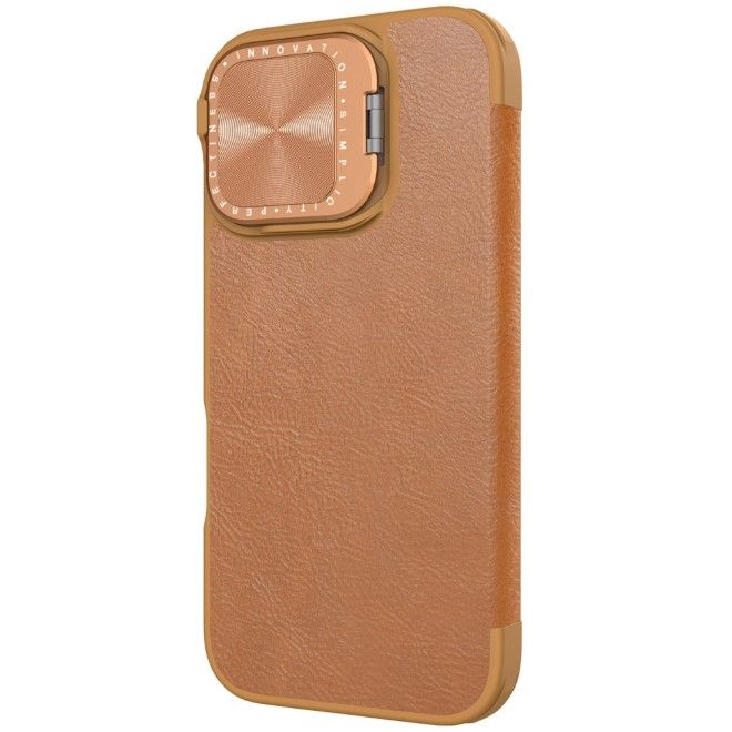 Nillkin - iPhone 16 Hülle - Leder Book Case - Qin Prop Series - braun