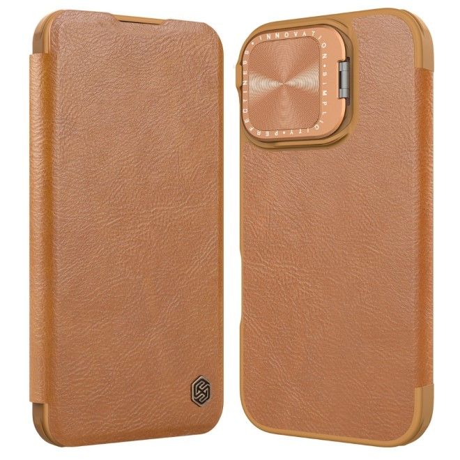 Nillkin - iPhone 16 Hülle - Leder Book Case - Qin Prop Series - braun