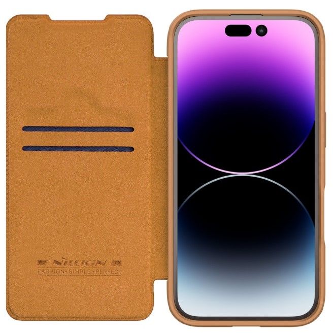 Nillkin - iPhone 16 Hülle - Leder Book Case - Qin Prop Series - braun