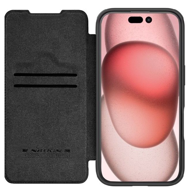 Nillkin - iPhone 16 Pro Hülle - Leder Book Case - Qin Prop Series - schwarz