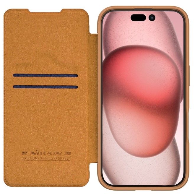 Nillkin - iPhone 16 Pro Hülle - Leder Book Case - Qin Prop Series - braun