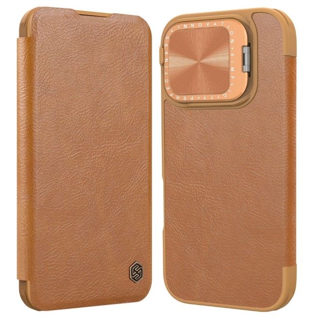 Nillkin - iPhone 16 Pro Max Hülle - Leder Book Case - Qin Prop Series - braun