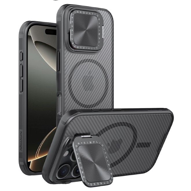 Nillkin - iPhone 16 Pro Hülle - Kunststoff Hardcase - Camshield Prop Series - transparent/schwarz