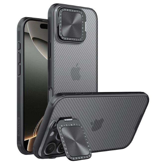 Nillkin - iPhone 16 Pro Max Hülle - Kunststoff Hardcase - Camshield Prop Series - transparent/schwarz