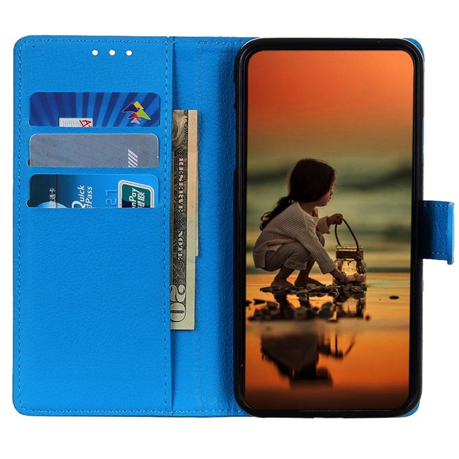 Xiaomi Poco F6 Pro 5G Handy Hülle - Litchi Leder Bookcover Series - blau
