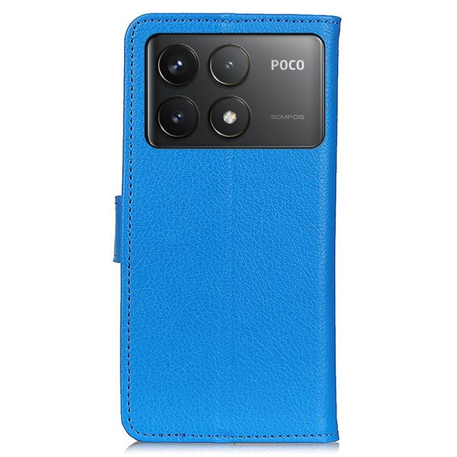 Xiaomi Poco F6 Pro 5G Handy Hülle - Litchi Leder Bookcover Series - blau
