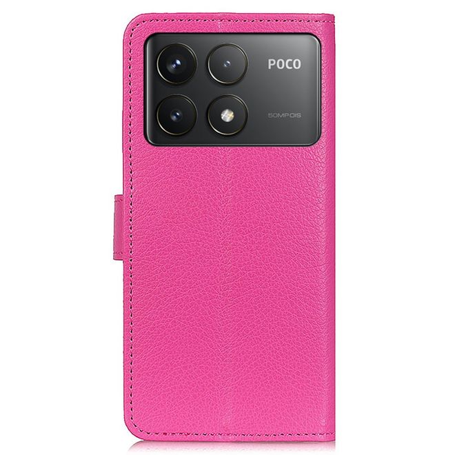 Xiaomi Poco F6 Pro 5G Handy Hülle - Litchi Leder Bookcover Series - pink