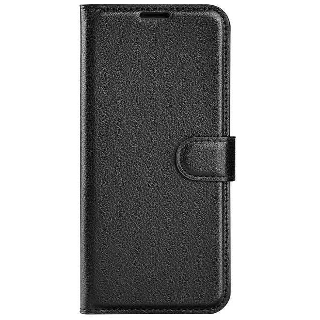Xiaomi Redmi 13 5G / 13 4G / Note 13R 5G / Poco M6 4G Handy Hülle - Litchi Leder Bookcover Series - schwarz