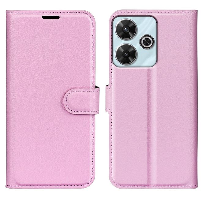 Xiaomi Redmi 13 5G / 13 4G / Note 13R 5G / Poco M6 4G Handy Hülle - Litchi Leder Bookcover Series - rosa