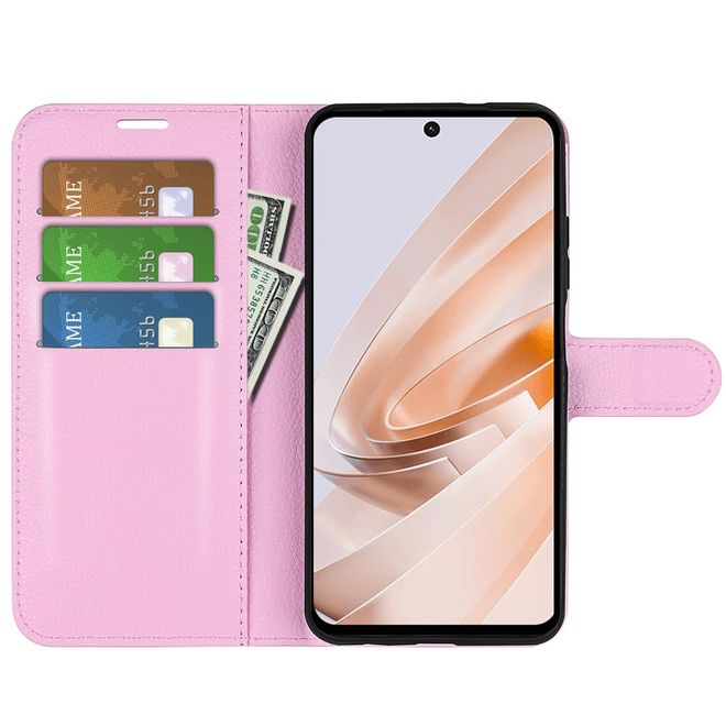 Xiaomi Redmi 13 5G / 13 4G / Note 13R 5G / Poco M6 4G Handy Hülle - Litchi Leder Bookcover Series - rosa