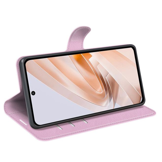 Xiaomi Redmi 13 5G / 13 4G / Note 13R 5G / Poco M6 4G Handy Hülle - Litchi Leder Bookcover Series - rosa