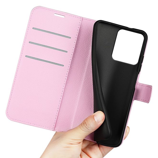 Xiaomi Redmi 13 5G / 13 4G / Note 13R 5G / Poco M6 4G Handy Hülle - Litchi Leder Bookcover Series - rosa
