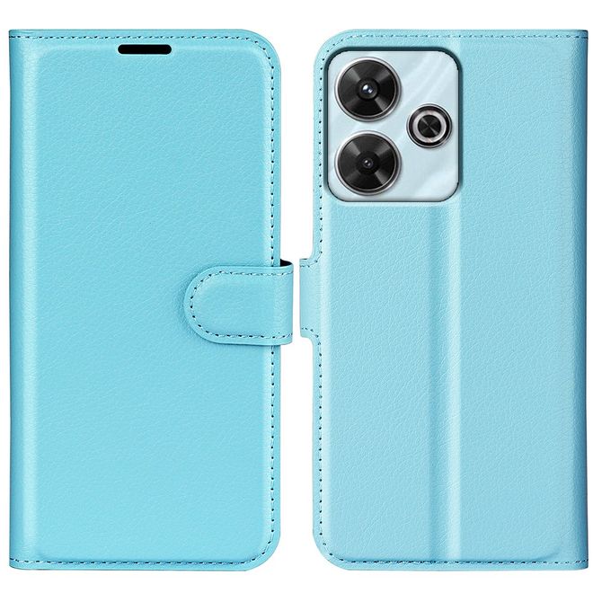 Xiaomi Redmi 13 5G / 13 4G / Note 13R 5G / Poco M6 4G Handy Hülle - Litchi Leder Bookcover Series - blau