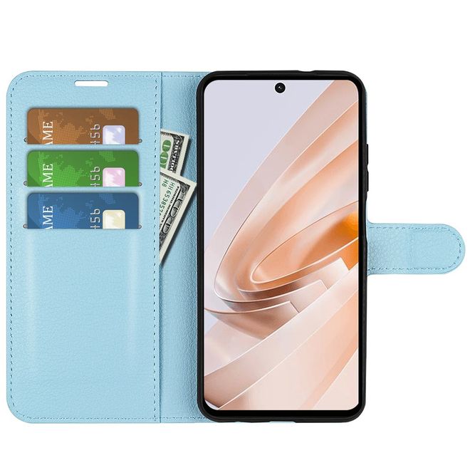 Xiaomi Redmi 13 5G / 13 4G / Note 13R 5G / Poco M6 4G Handy Hülle - Litchi Leder Bookcover Series - blau
