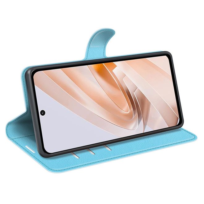 Xiaomi Redmi 13 5G / 13 4G / Note 13R 5G / Poco M6 4G Handy Hülle - Litchi Leder Bookcover Series - blau