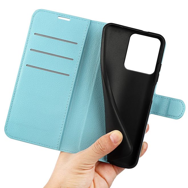 Xiaomi Redmi 13 5G / 13 4G / Note 13R 5G / Poco M6 4G Handy Hülle - Litchi Leder Bookcover Series - blau