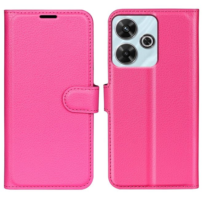 Xiaomi Redmi 13 5G / 13 4G / Note 13R 5G / Poco M6 4G Handy Hülle - Litchi Leder Bookcover Series - pink