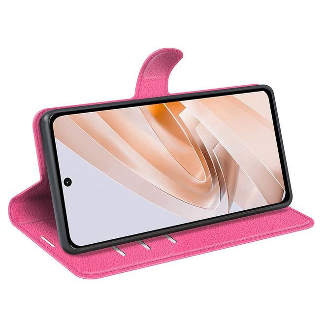 Xiaomi Redmi 13 5G / 13 4G / Note 13R 5G / Poco M6 4G Handy Hülle - Litchi Leder Bookcover Series - pink