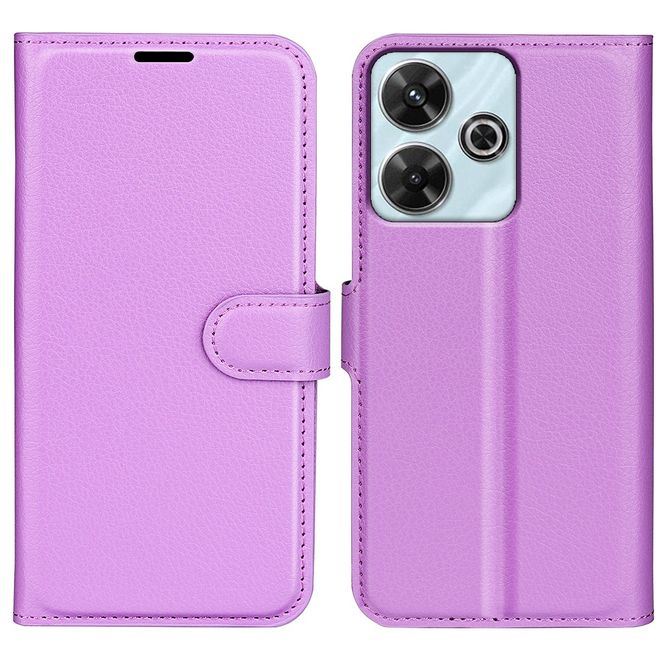Xiaomi Redmi 13 5G / 13 4G / Note 13R 5G / Poco M6 4G Handy Hülle - Litchi Leder Bookcover Series - purpur