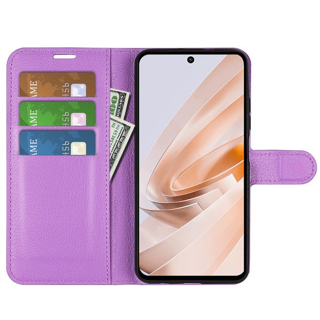 Xiaomi Redmi 13 5G / 13 4G / Note 13R 5G / Poco M6 4G Handy Hülle - Litchi Leder Bookcover Series - purpur