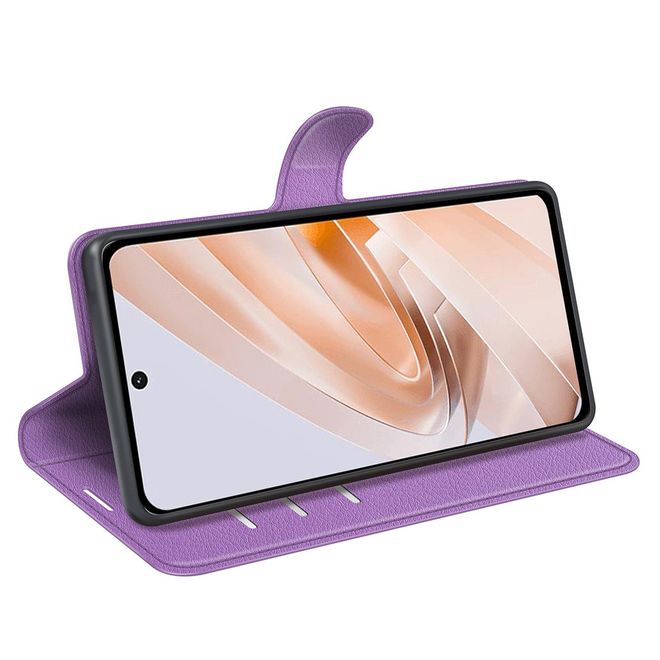 Xiaomi Redmi 13 5G / 13 4G / Note 13R 5G / Poco M6 4G Handy Hülle - Litchi Leder Bookcover Series - purpur