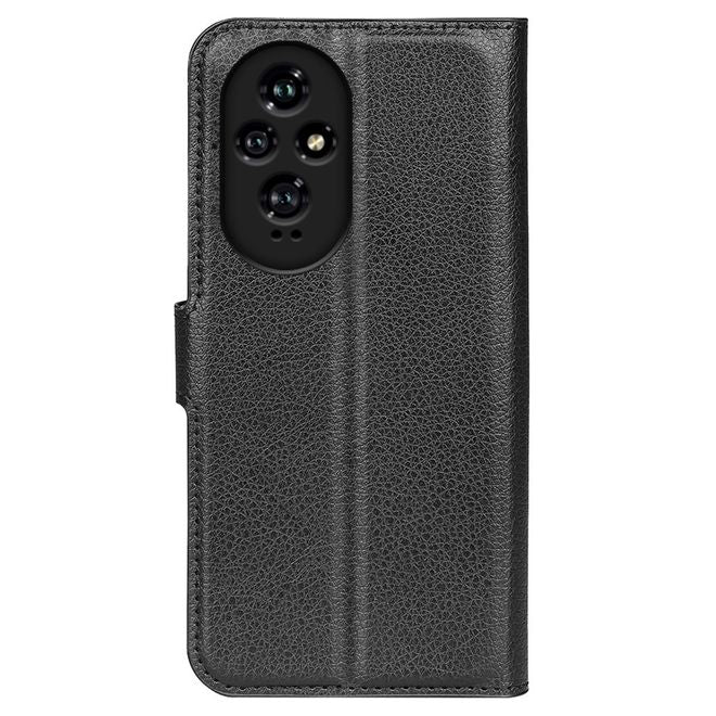 Honor 200 Handy Hülle - Litchi Leder Bookcover Series - schwarz