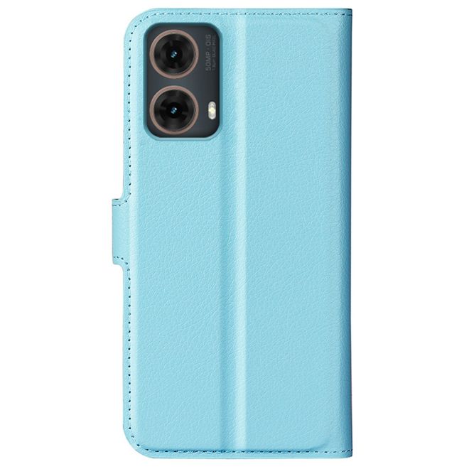 Motorola Moto G85 5G Handy Hülle - Litchi Leder Bookcover Series - blau