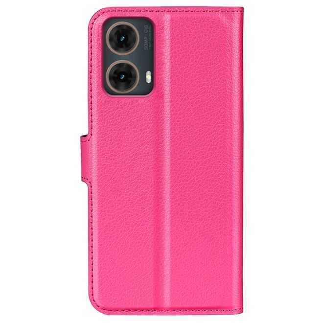 Motorola Moto G85 5G Handy Hülle - Litchi Leder Bookcover Series - pink