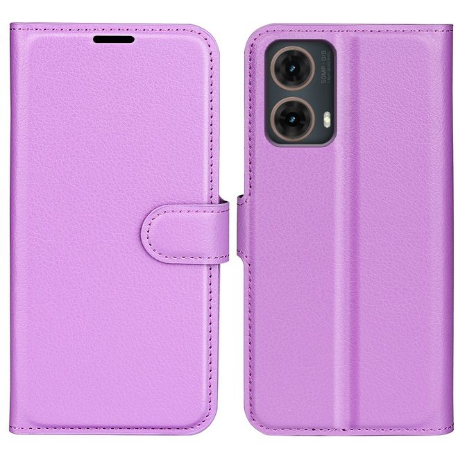 Motorola Moto G85 5G Handy Hülle - Litchi Leder Bookcover Series - purpur