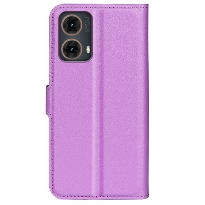 Motorola Moto G85 5G Handy Hülle - Litchi Leder Bookcover Series - purpur